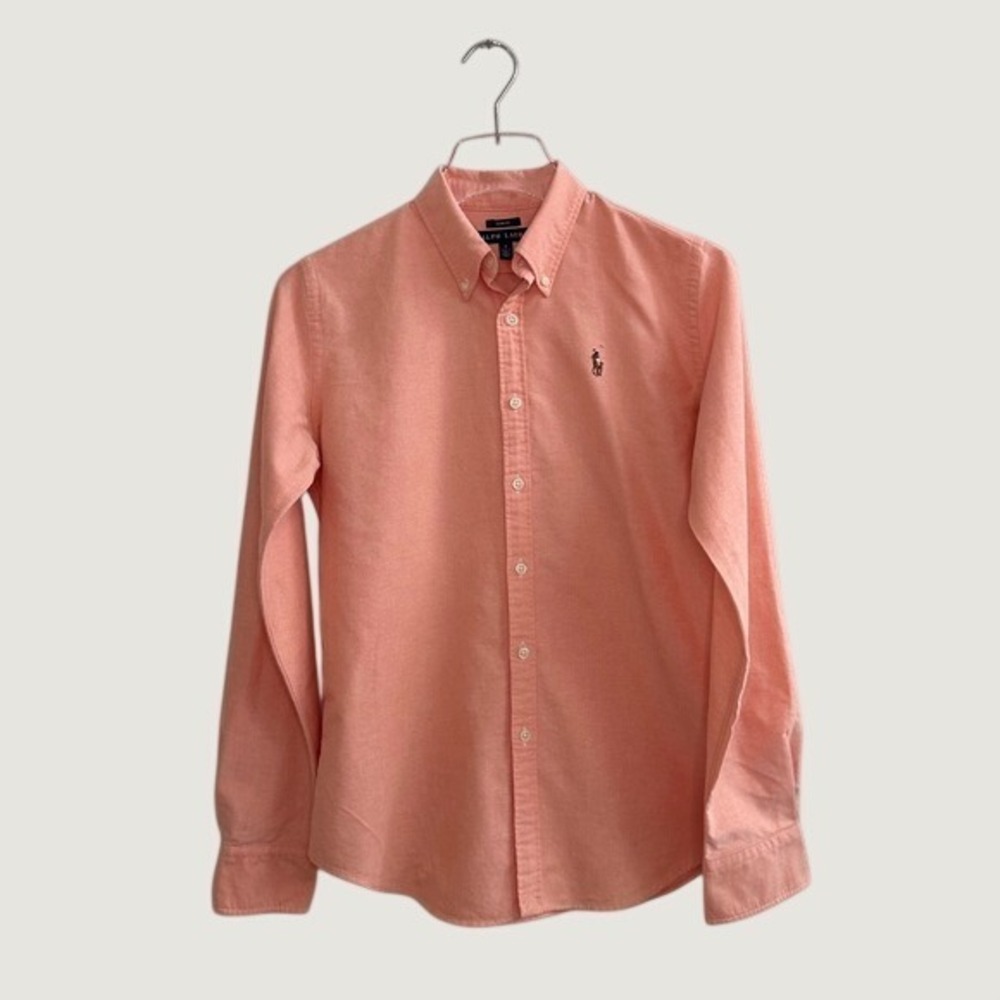 Ralph Lauren Women's Sz 6 Slim Fit Pale Peach Cotton Oxford Button Down Shirt